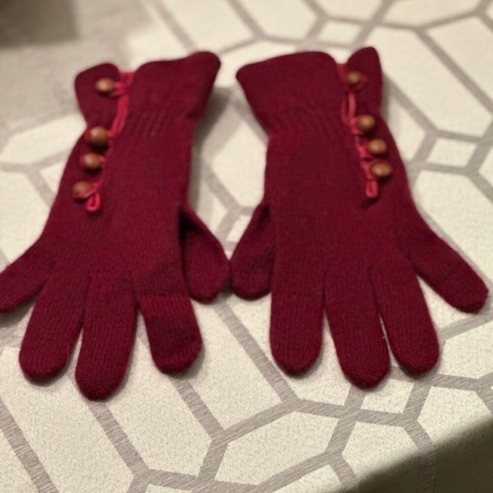 Burgundy Wool Gloves